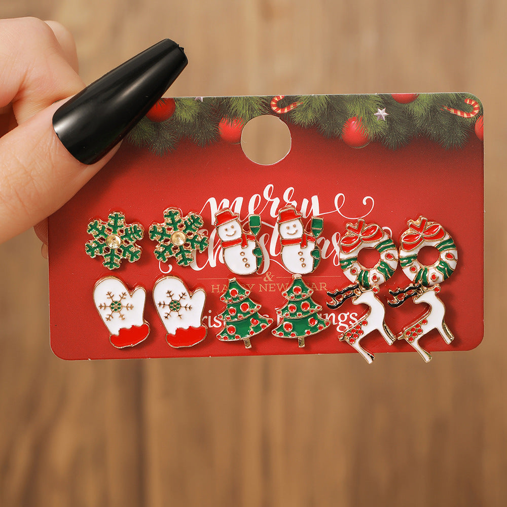 Christmas Themed Colorful Enamel Stud Back Earrings in Various Styles