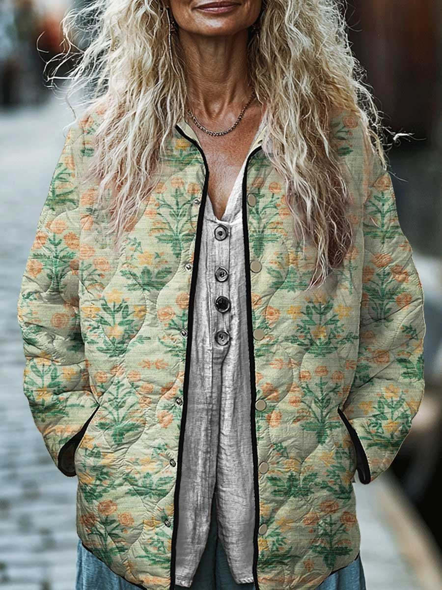 Women's Cotton Padded Jacket With Digital Floral Print