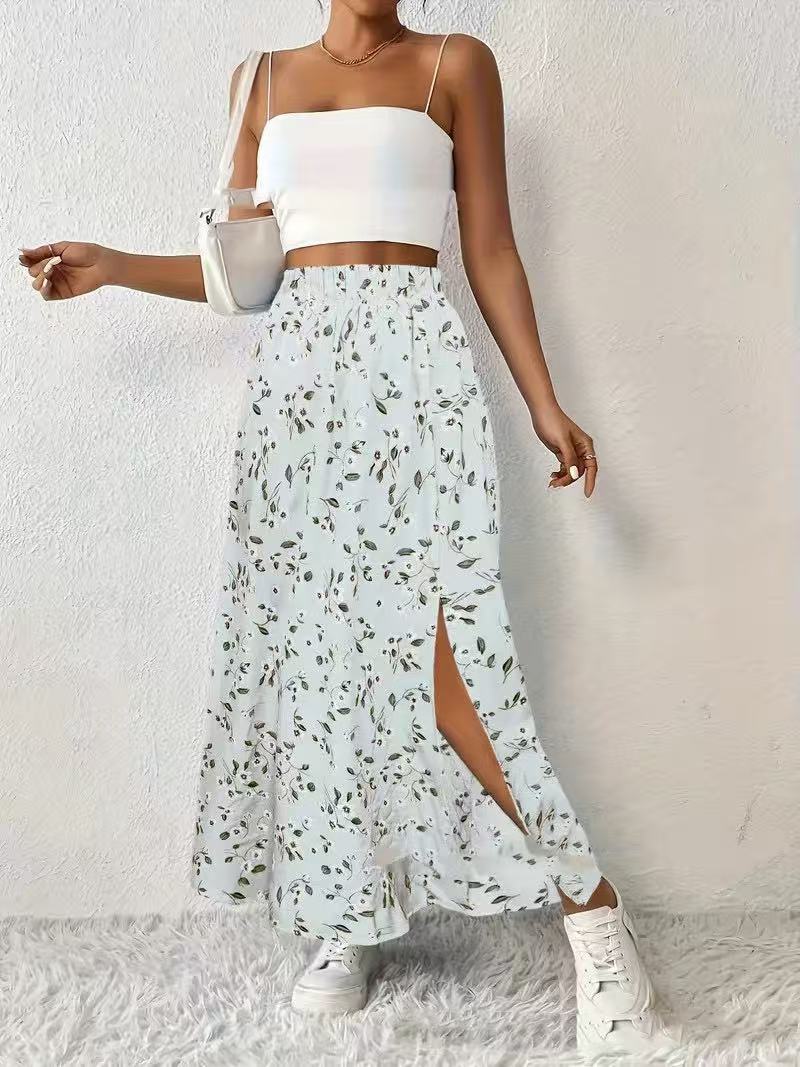 Side Slit Printed Skirt For Fashionable Everyday Wear