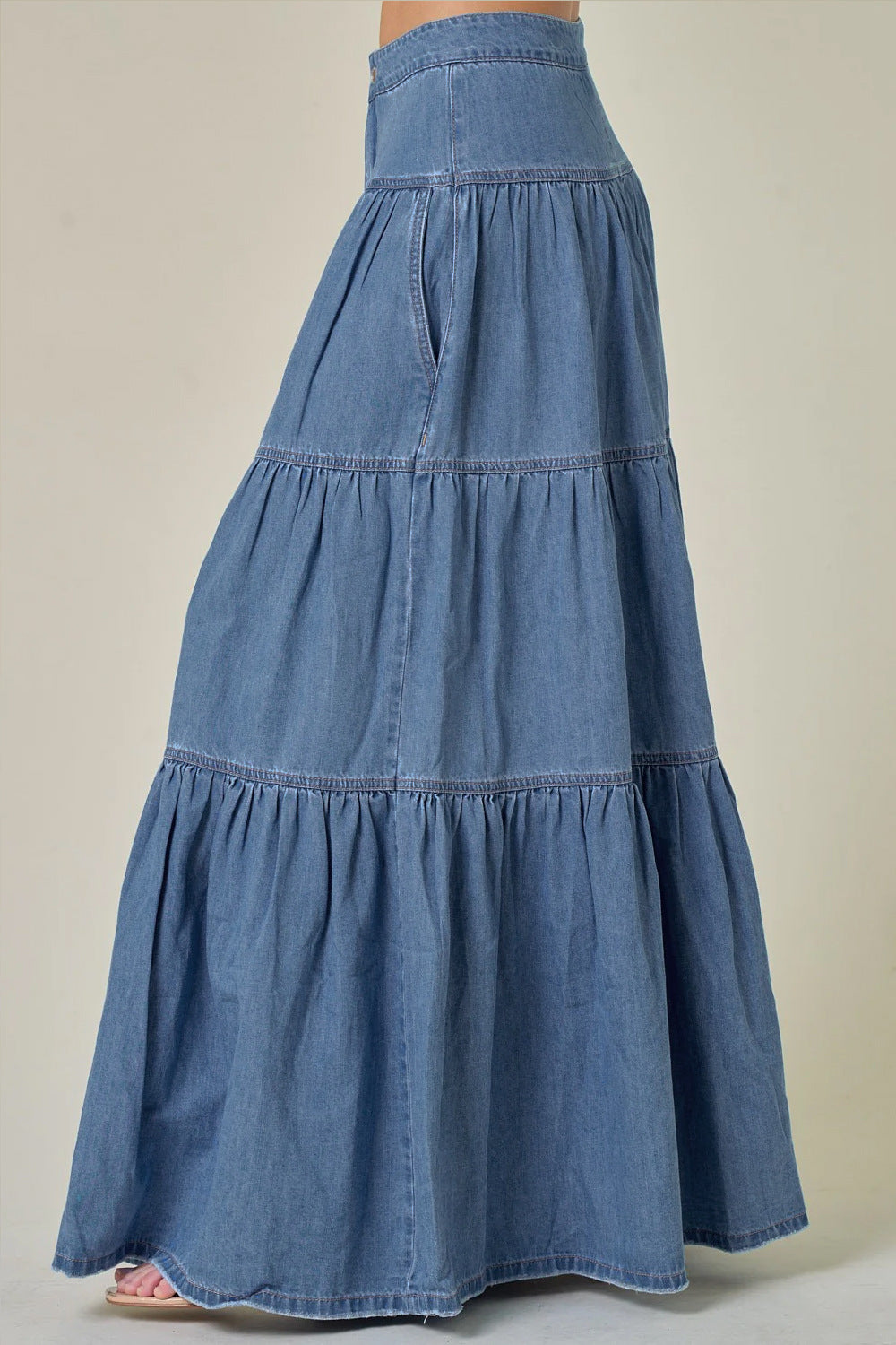 Low Waist Distressed Denim Skirt For Laid Back Vacations