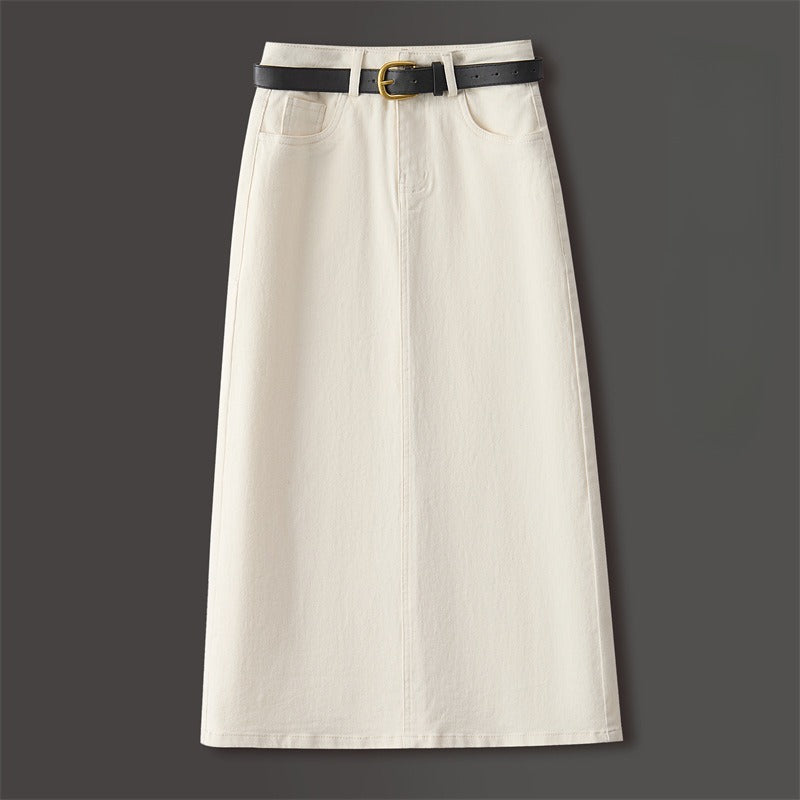 Brown A-Line Retro Slit Skirt That Flatters Every Curve