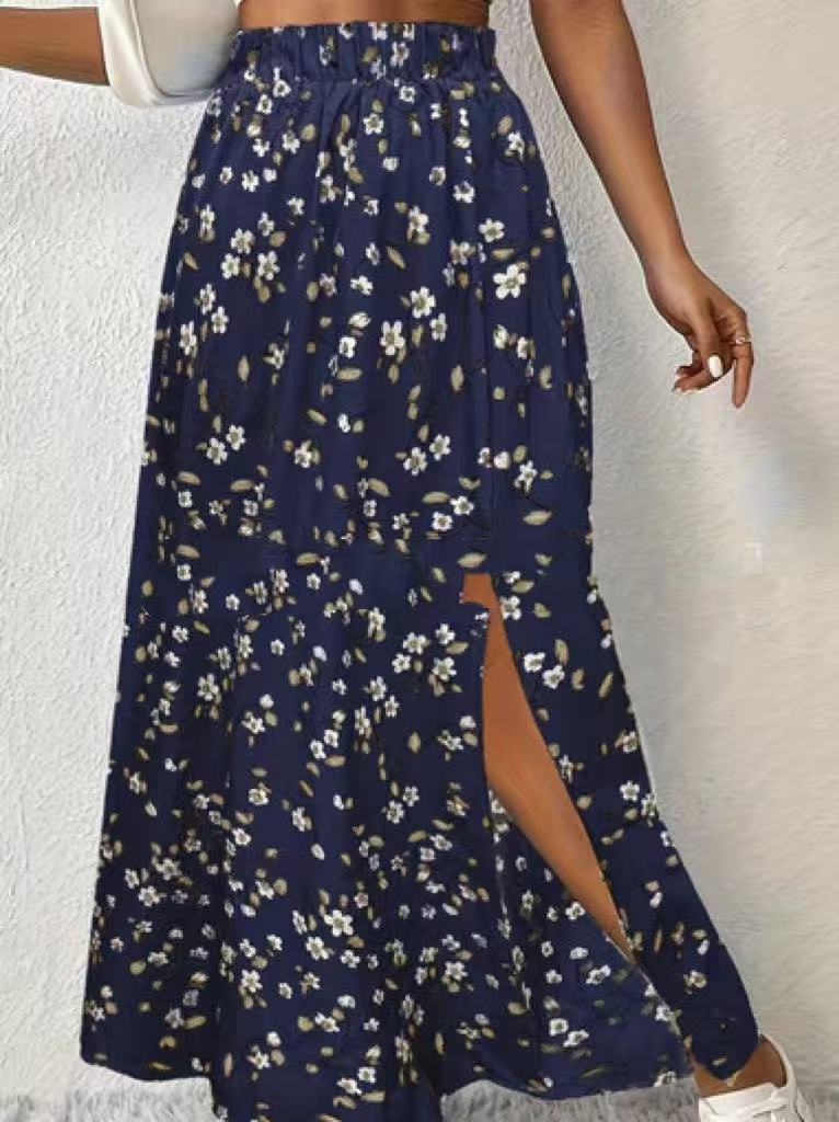 Side Slit Printed Skirt For Fashionable Everyday Wear