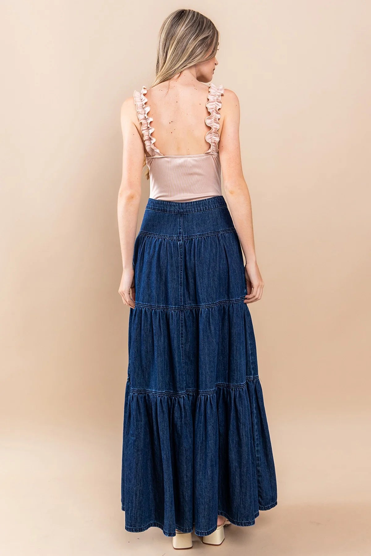 Low Waist Distressed Denim Skirt For Laid Back Vacations