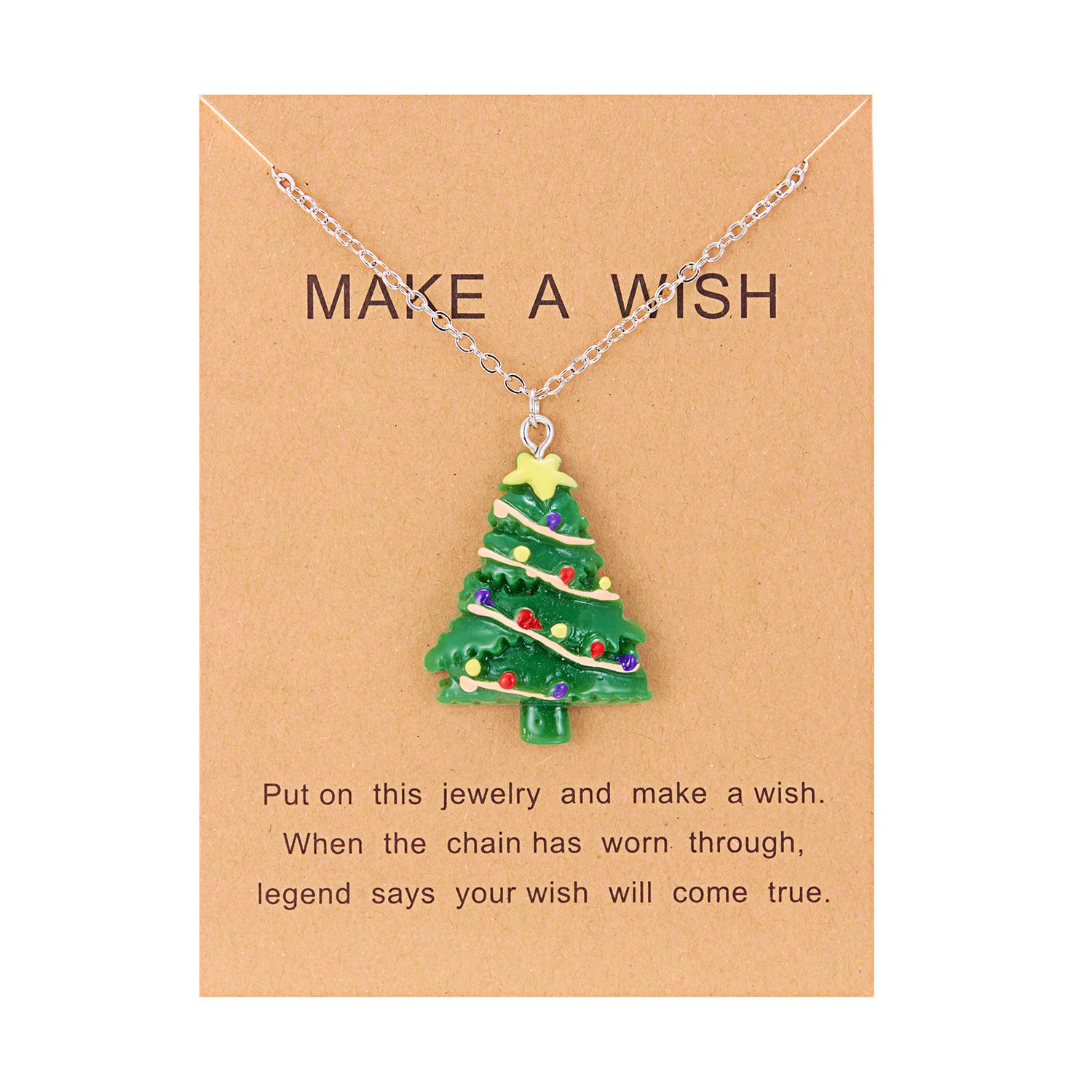 Silver-Tone Christmas Resin Glitter-Accent Chain Pendant Necklace in Assorted Styles