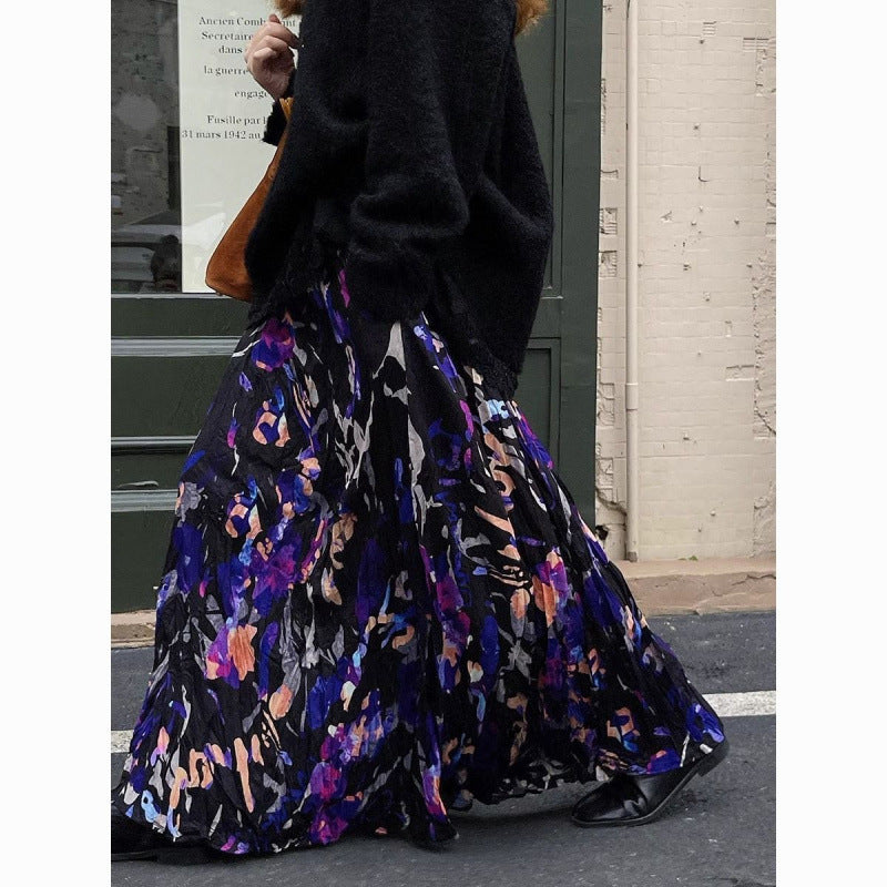 Vintage Crumpled Floral Skirt For Unique Everyday Style