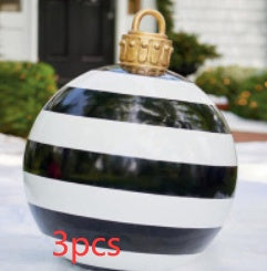 60 Centimeter Hanging Oversized PVC Christmas Ornaments for Exterior Decor-Black stripes-Theone Apparel
