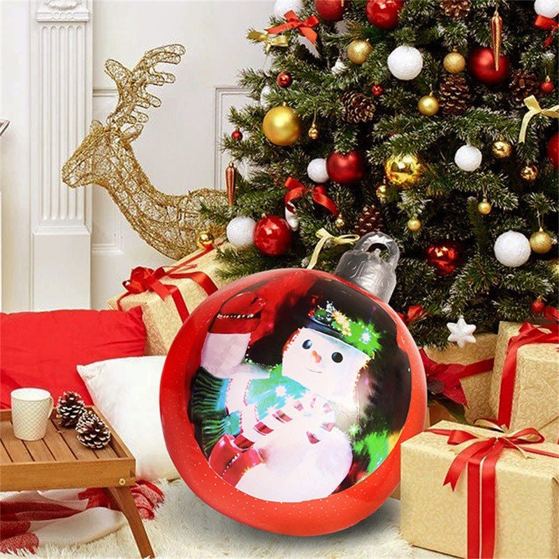 60 Centimeter Hanging Oversized PVC Christmas Ornaments for Exterior Decor-Double Sided Red Snowman-Theone Apparel
