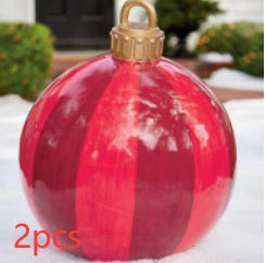 60 Centimeter Hanging Oversized PVC Christmas Ornaments for Exterior Decor-Red stripes-Theone Apparel