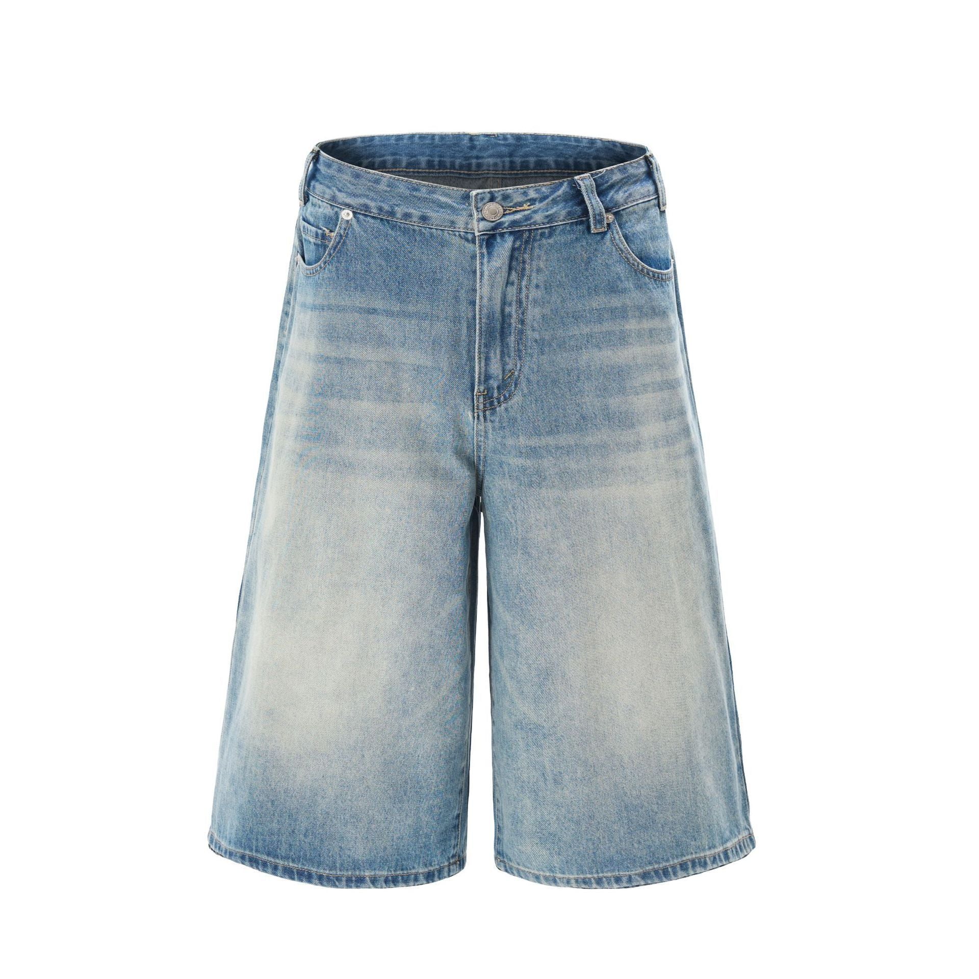 Jeans de perna larga lavados com moda com apelo americano em alta rua