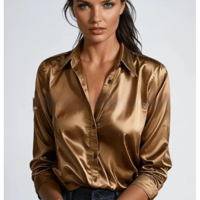 Solid-color Casual Loose-fit Women's Shirt