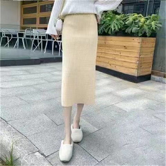 Vestido de suéter recto de cintura alta para comodidad de adelgazamiento