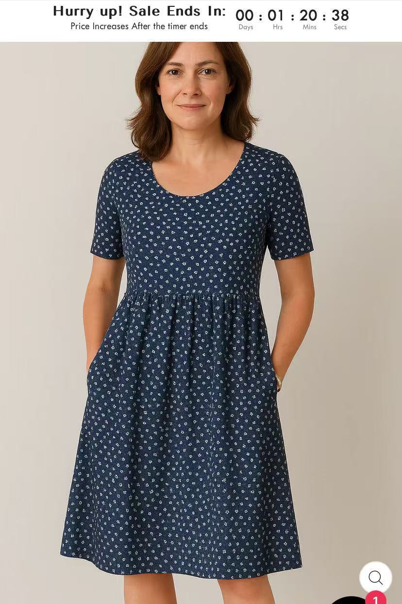 Robe de t-shirt décontractée avec cou rond, poches et détails