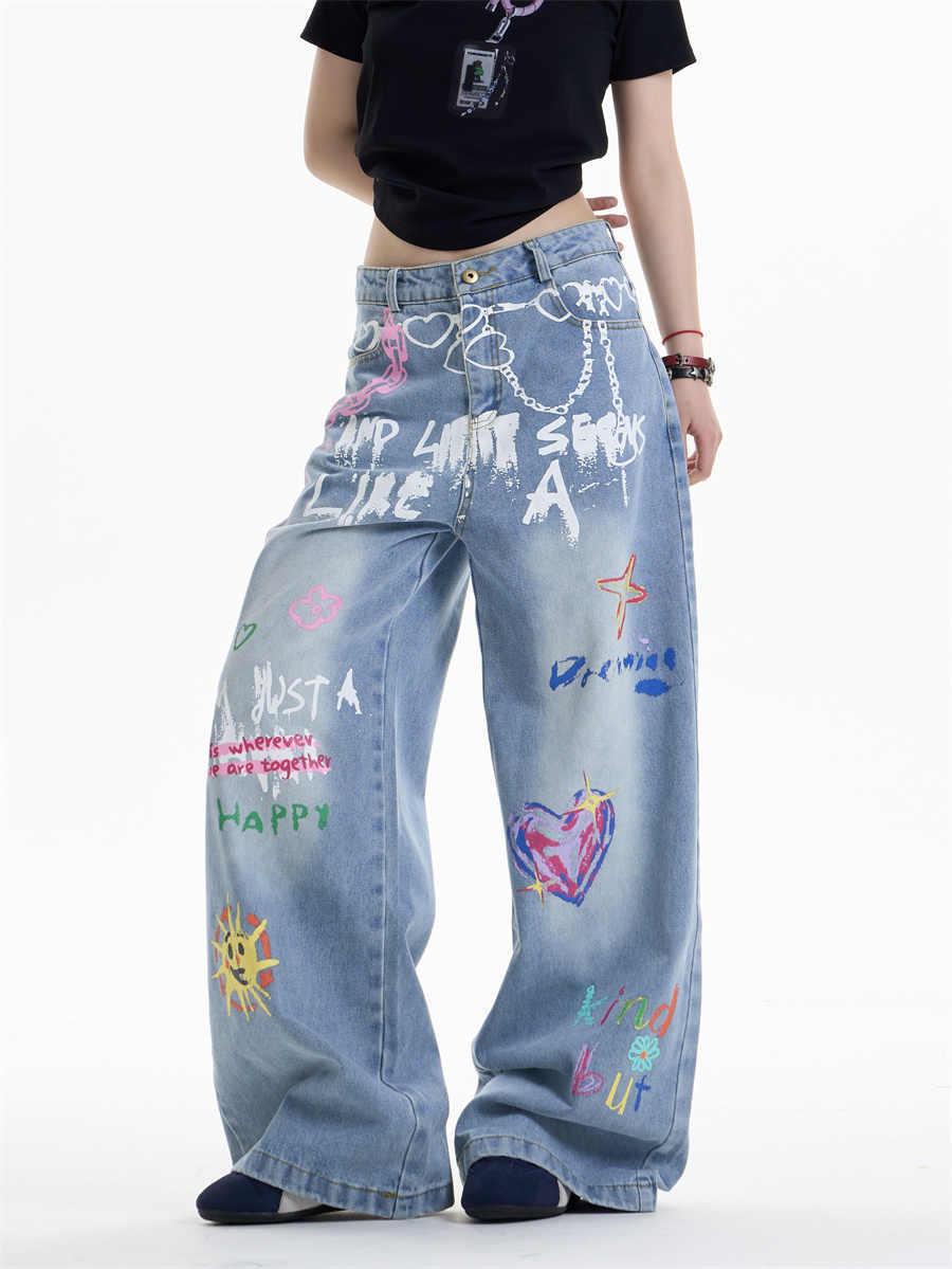 Taillenkette Druckweite Jeans für kühne städtische Kante