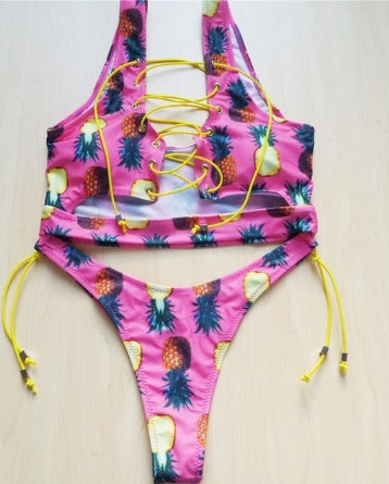 Bikini de tanga de cordón de piña para la confianza de la playa llena