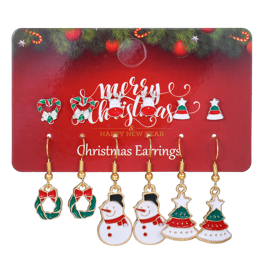 Christmas Themed Colorful Enamel Stud Back Earrings in Various Styles