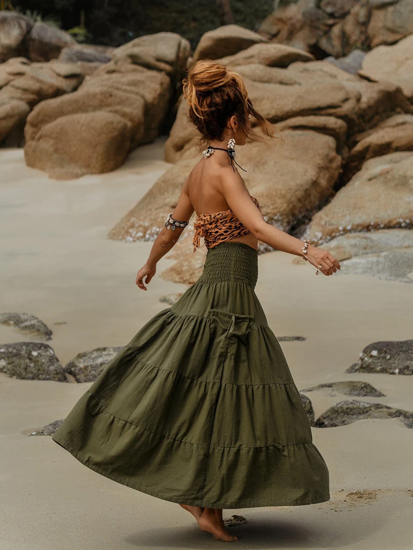 Bohemian Loose Solid Skirt For Relaxed Everyday Comfort