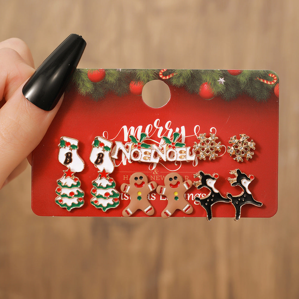 Christmas Themed Colorful Enamel Stud Back Earrings in Various Styles