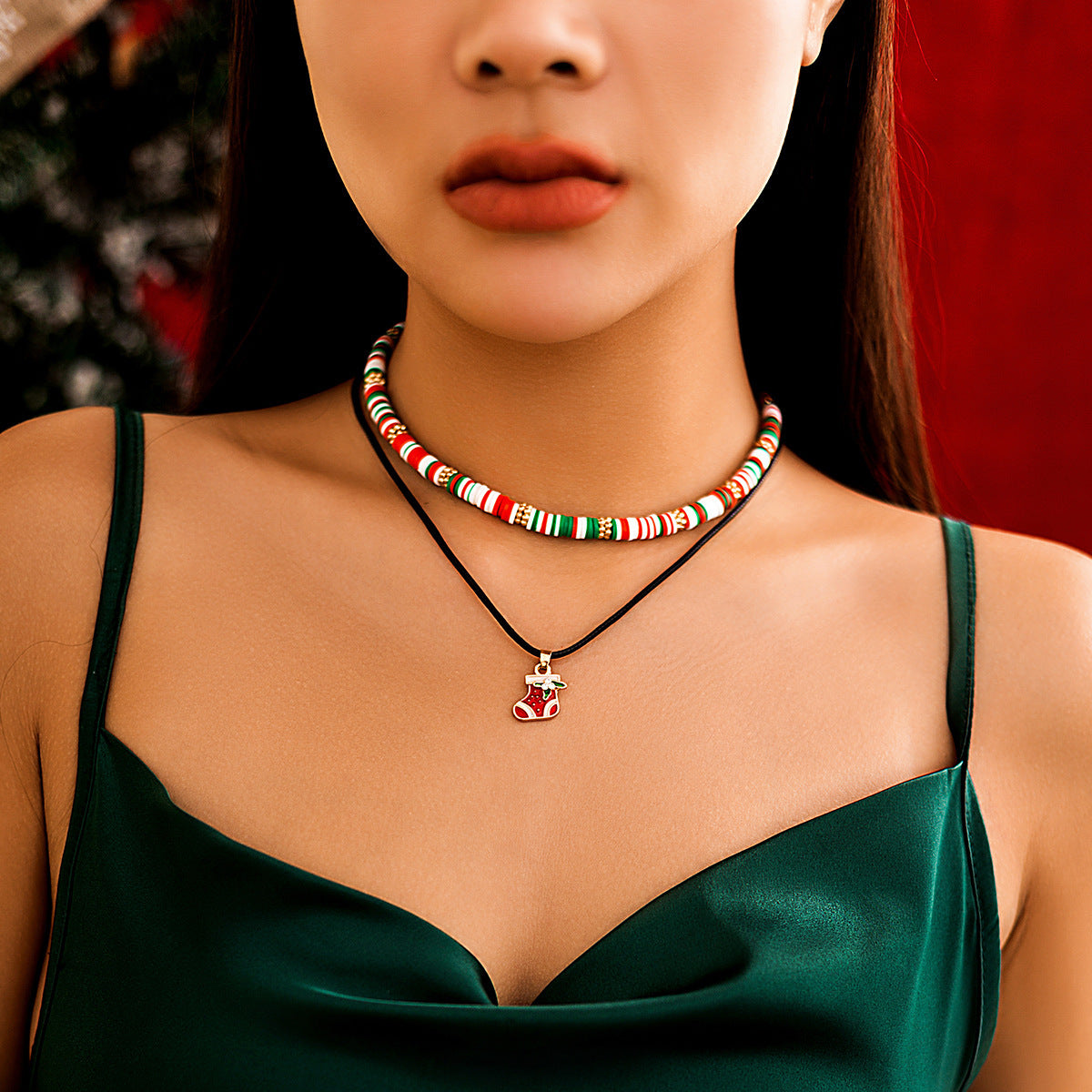 Christmas Beaded Layered-Look Multi-Strand Necklace for Women in Assorted Styles