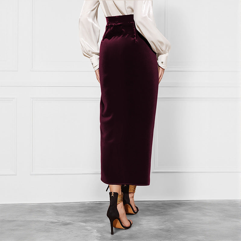 Solid Color Twisted Velvet Dress met elegante split