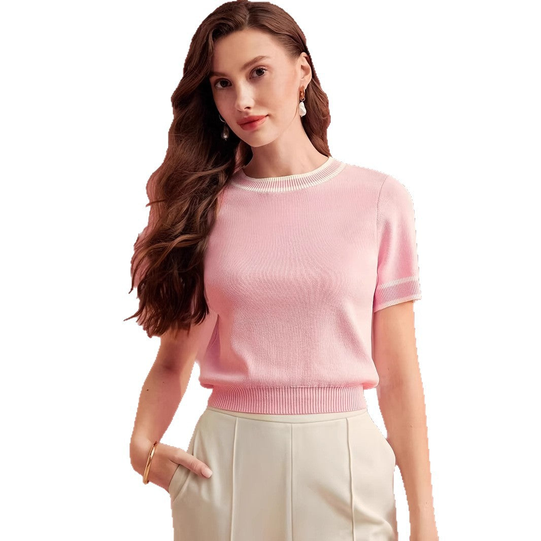 Women's Fashion High-end Casual Color-block Knitwear