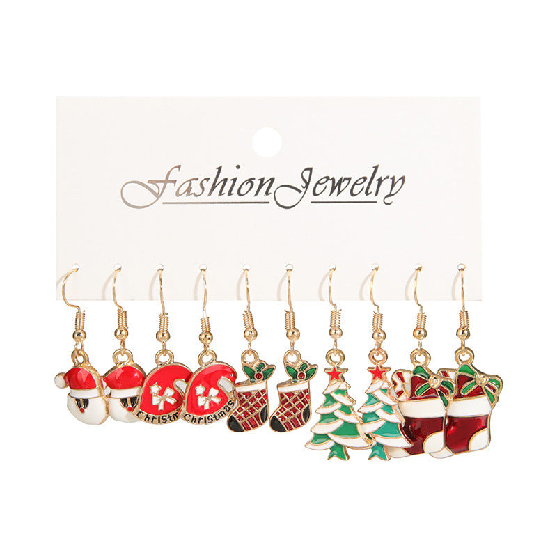 Christmas Themed Colorful Enamel Stud Back Earrings in Various Styles