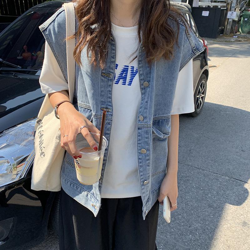 Women's Spring Korean Loose Denim Sleeveless Casual Vest Trend