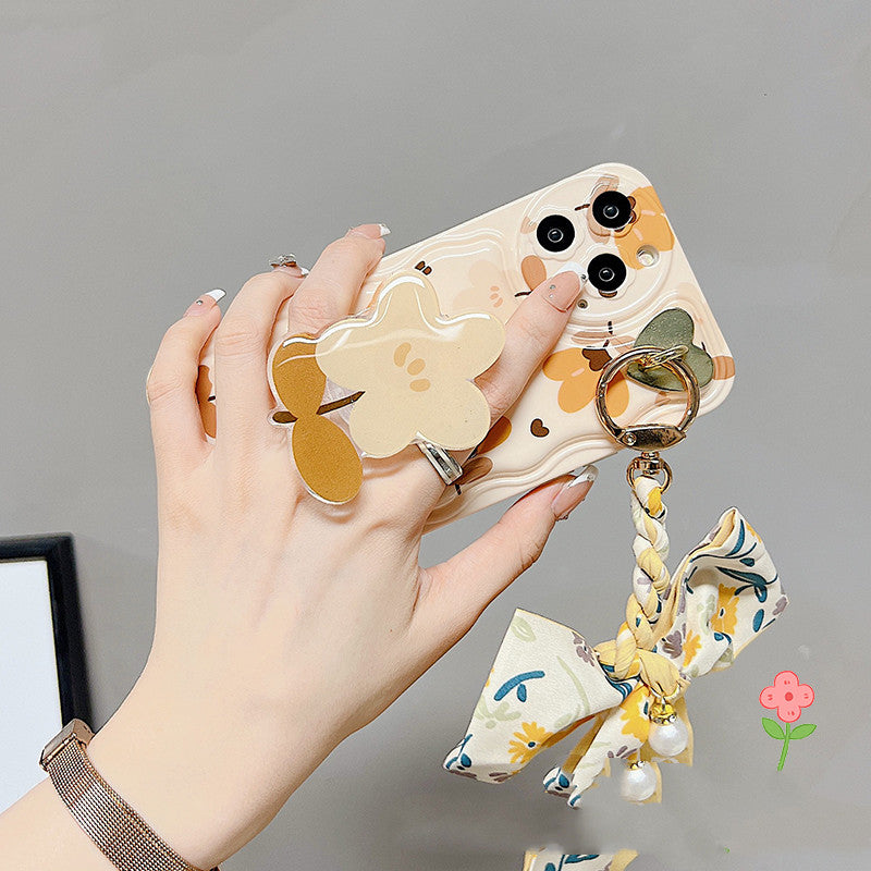 Elegant Floral Phone Case With Matching Decorative Scarf Accessory