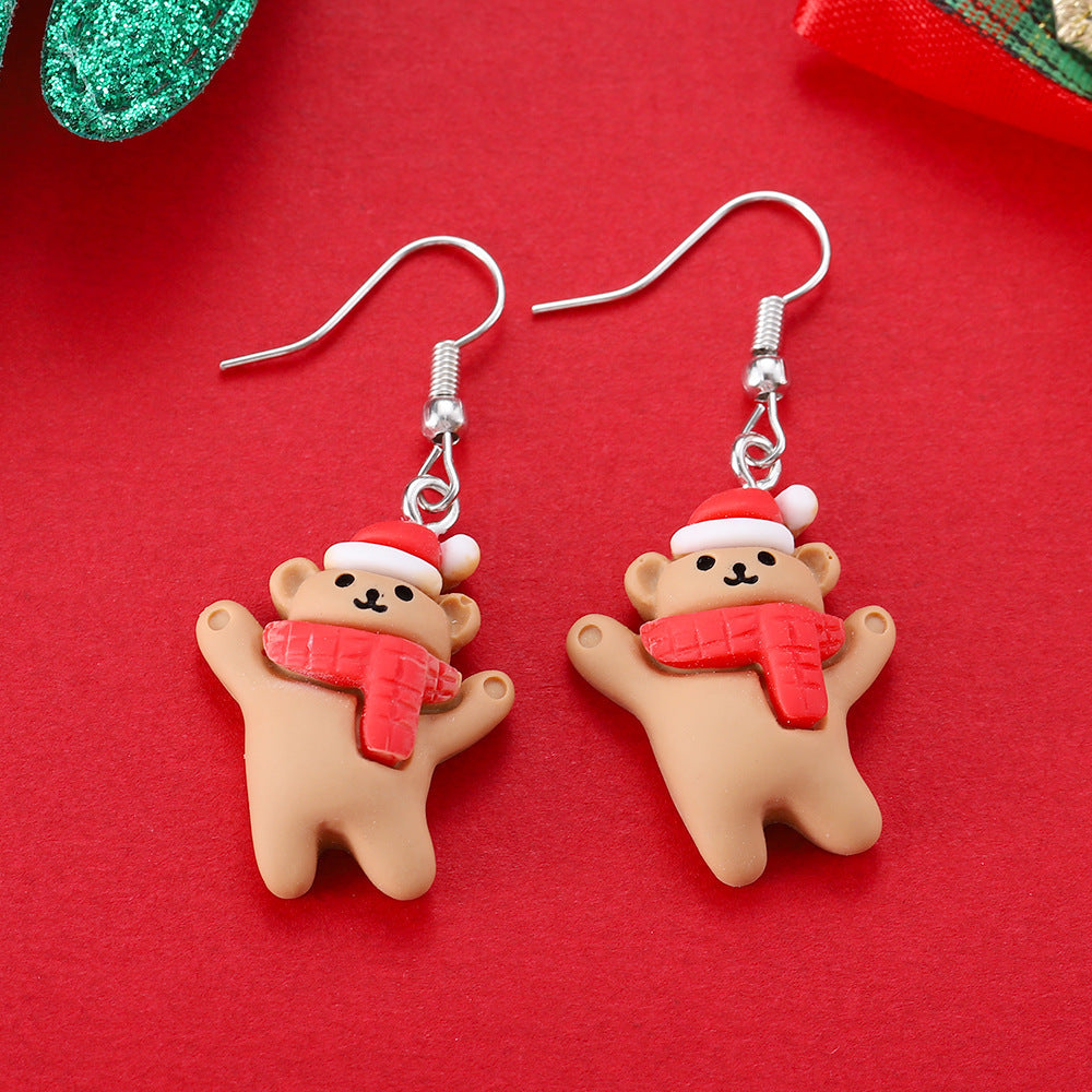 Playful Novelty Fish-Hook Christmas Dangle Earrings for Women & Kids in Assorted Styles