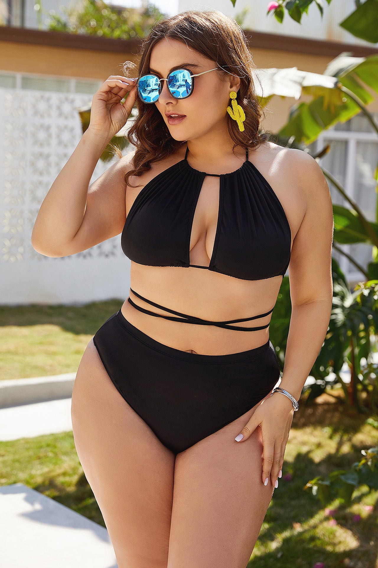 Zwart hoog-taille plus size bikini voor stijlvolle lichaamsdekking