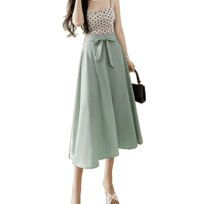 A-Line Mid Length Skirt With Flowing Large Hem