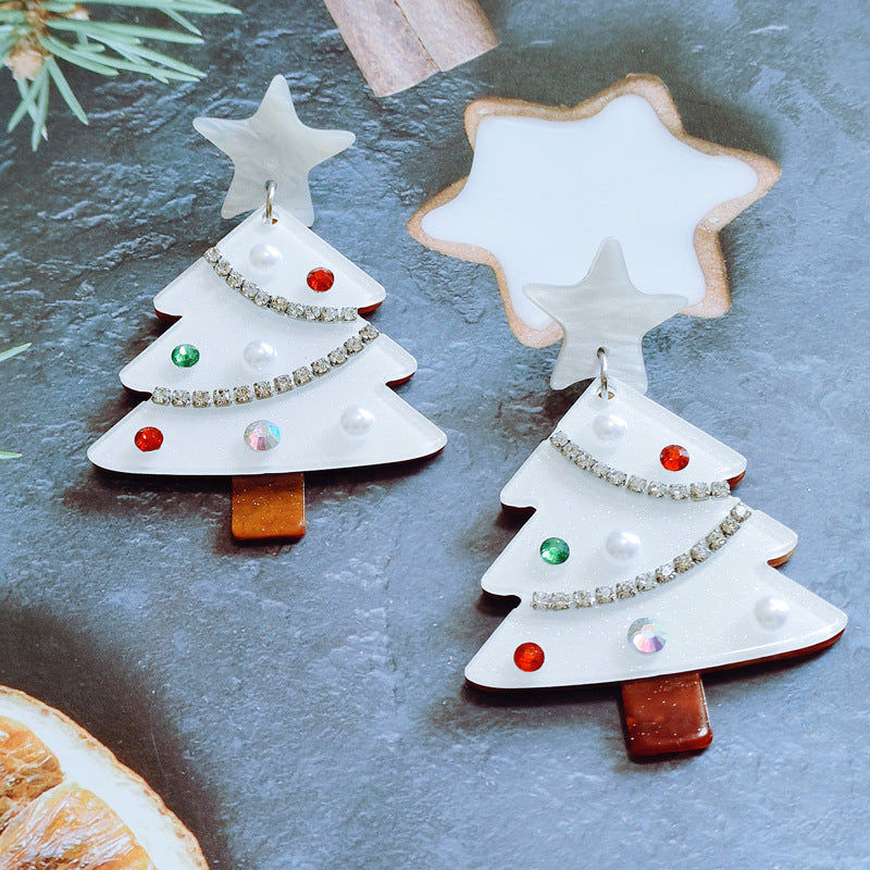 Christmas Glitter-Accent Hammered Metal Post Dangle Statement Earrings in Assorted Styles