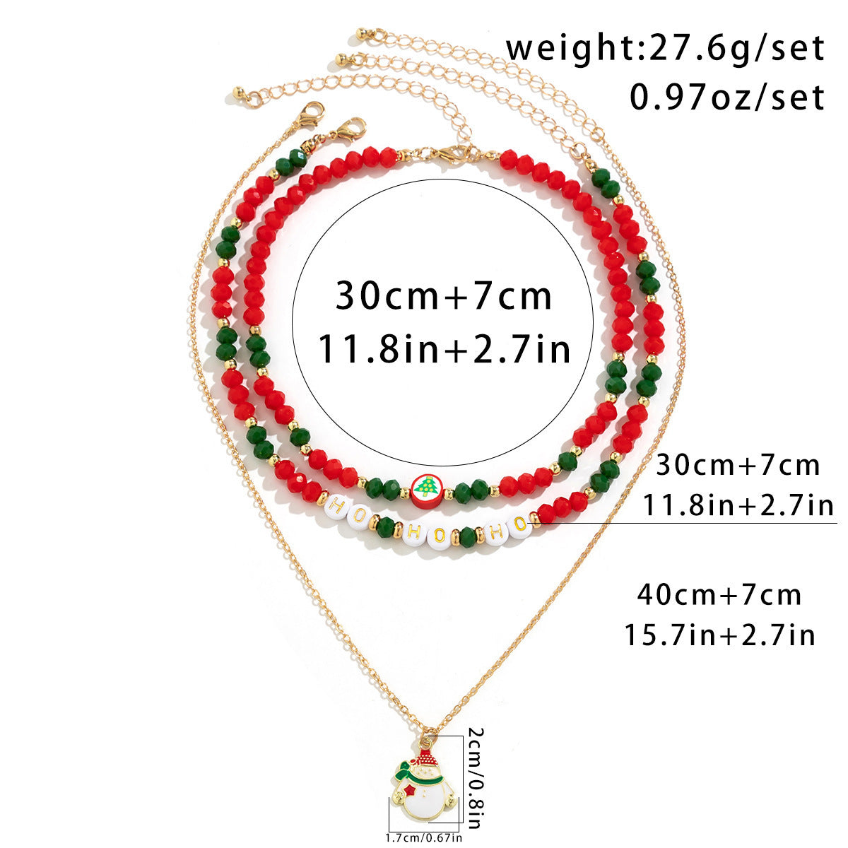 Christmas Beaded Layered-Look Multi-Strand Necklace for Women in Assorted Styles