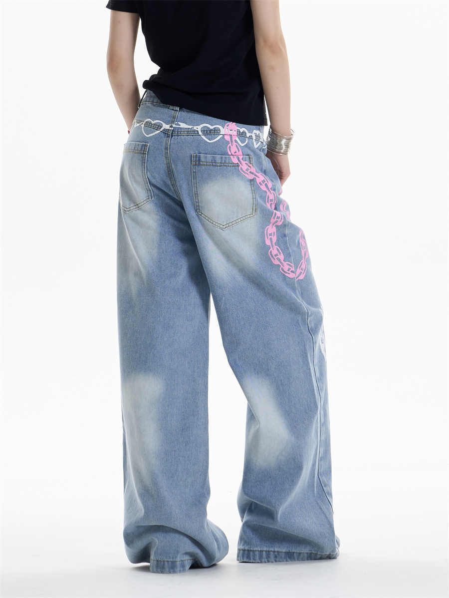 Taillenkette Druckweite Jeans für kühne städtische Kante