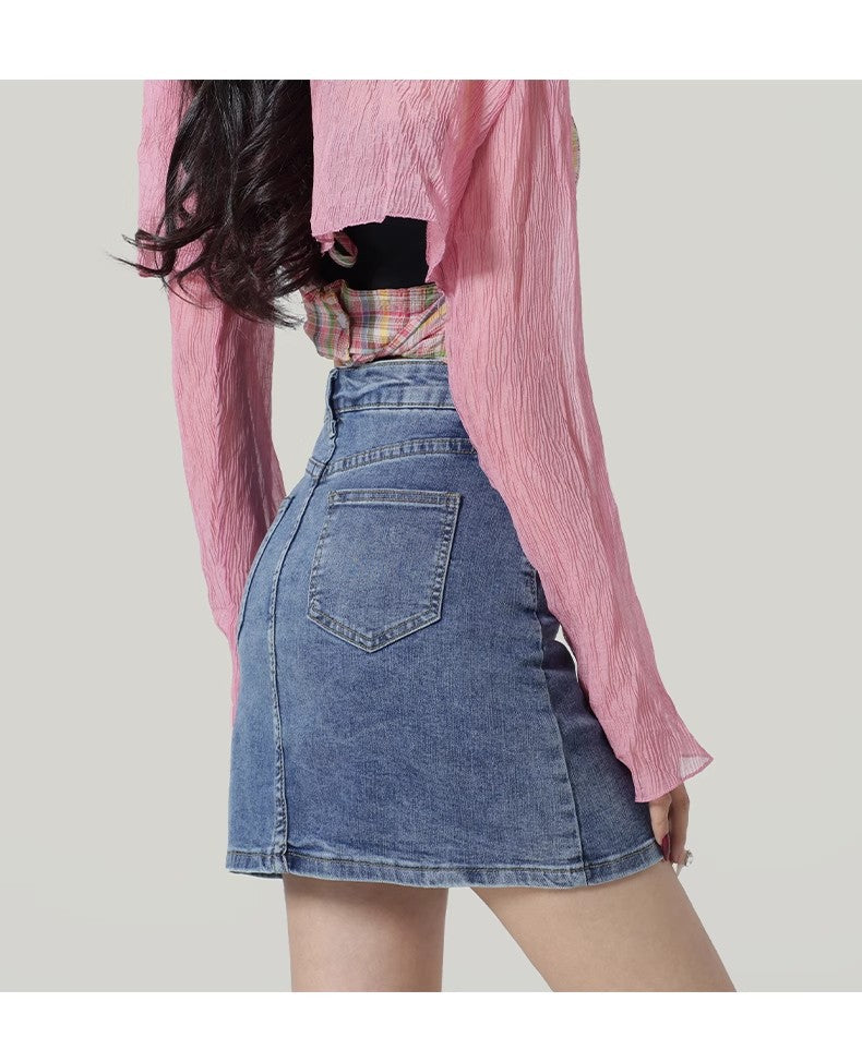 Hoge taille denim slanke rok voor flatterende dagelijkse slijtage
