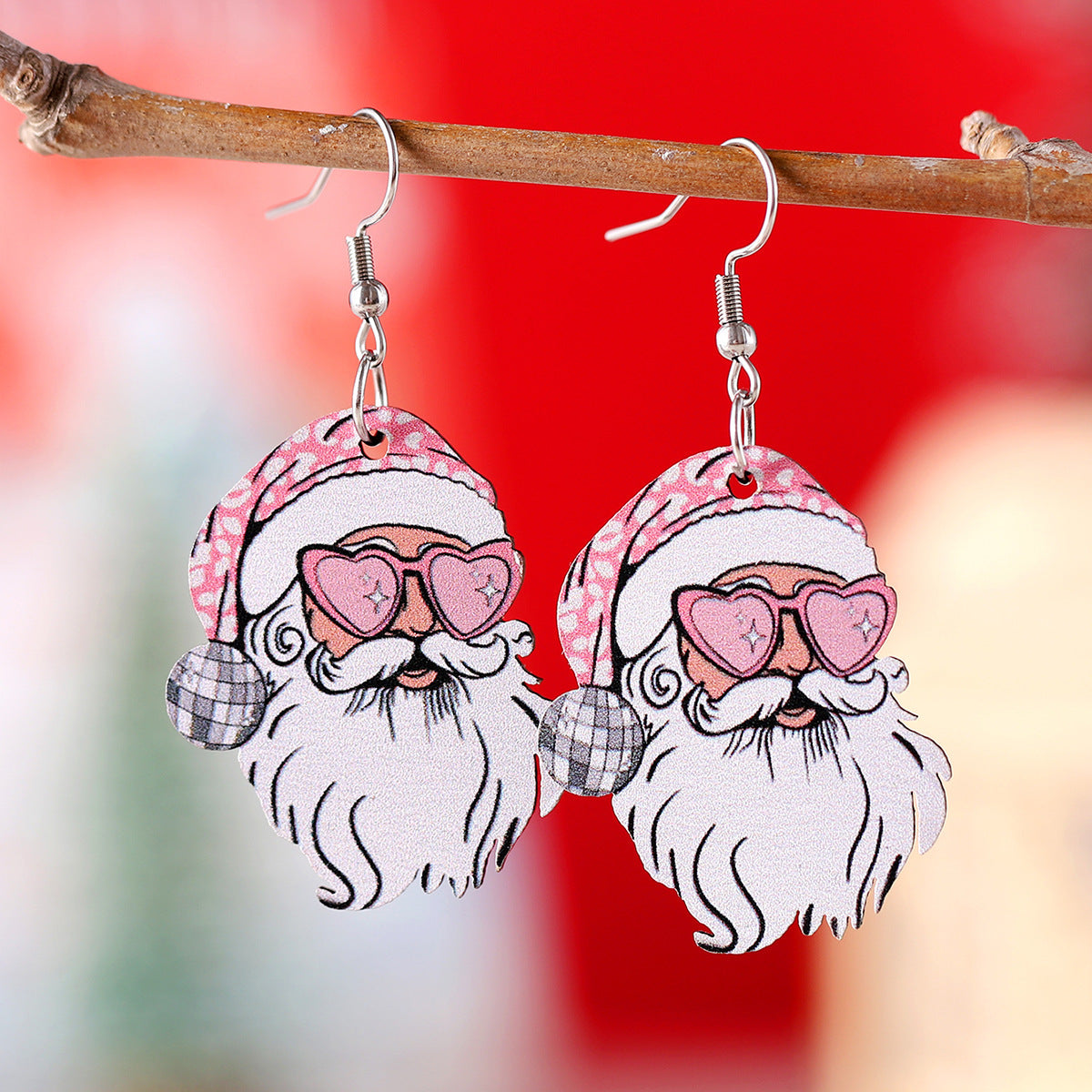 Funky leuke houten coole kerstman met zonnebril hang oorbellen in diverse stijlen