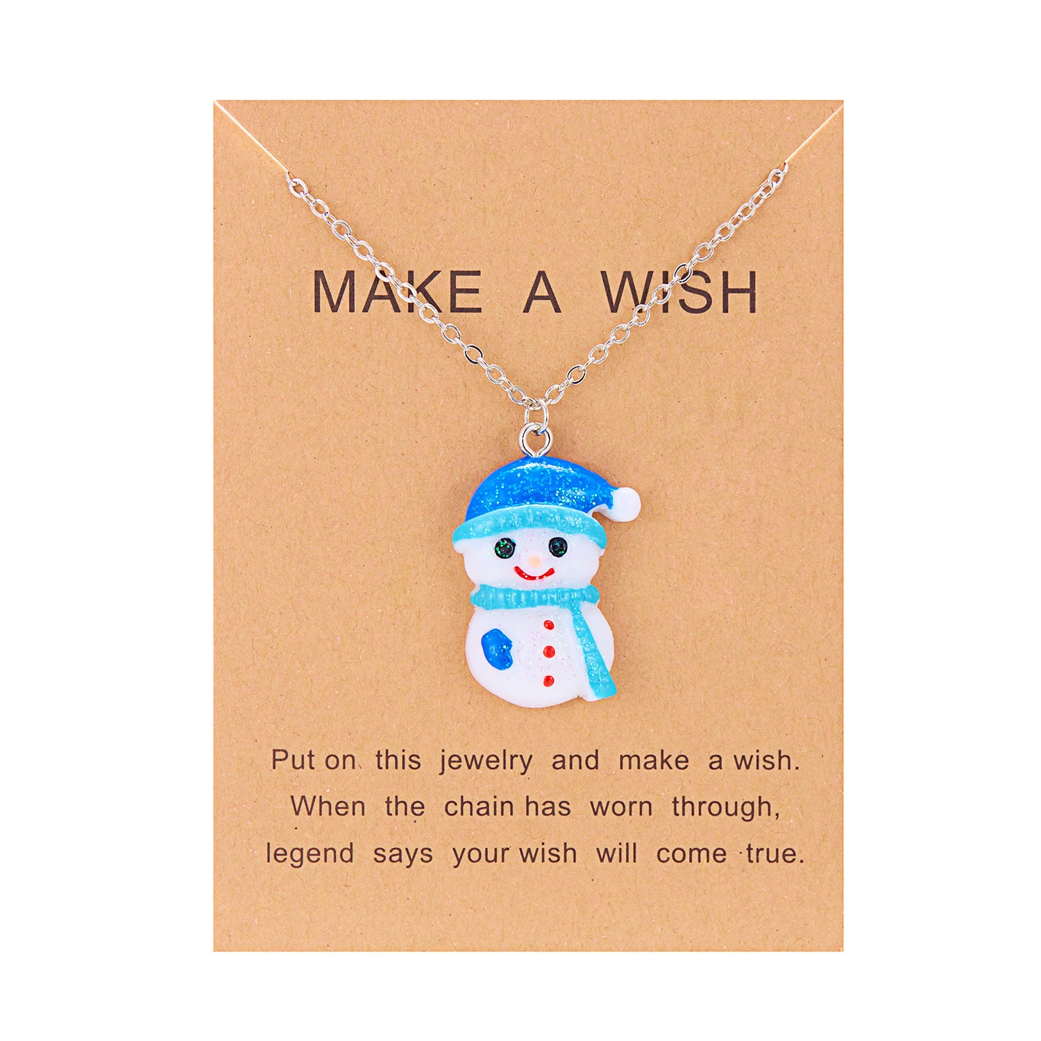 Silver-Tone Christmas Resin Glitter-Accent Chain Pendant Necklace in Assorted Styles