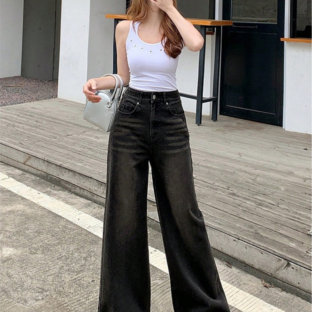 Branded Retro Wide-Leg Jeans for Modern Street Statements