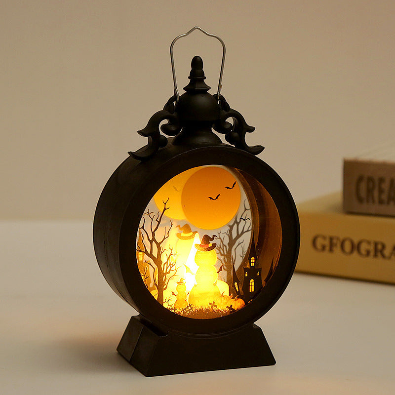 Candelit Spooky Halloween Village Black Lantern Halloween Decoration-Pumpkin-Theone Apparel