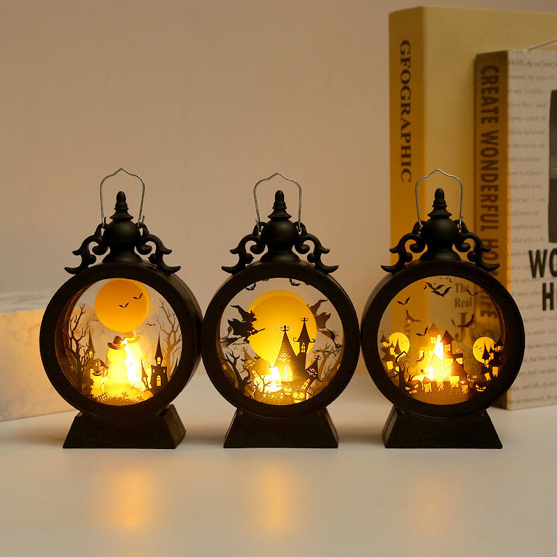 Candelit Spooky Halloween Village Black Lantern Halloween Decoration-Theone Apparel