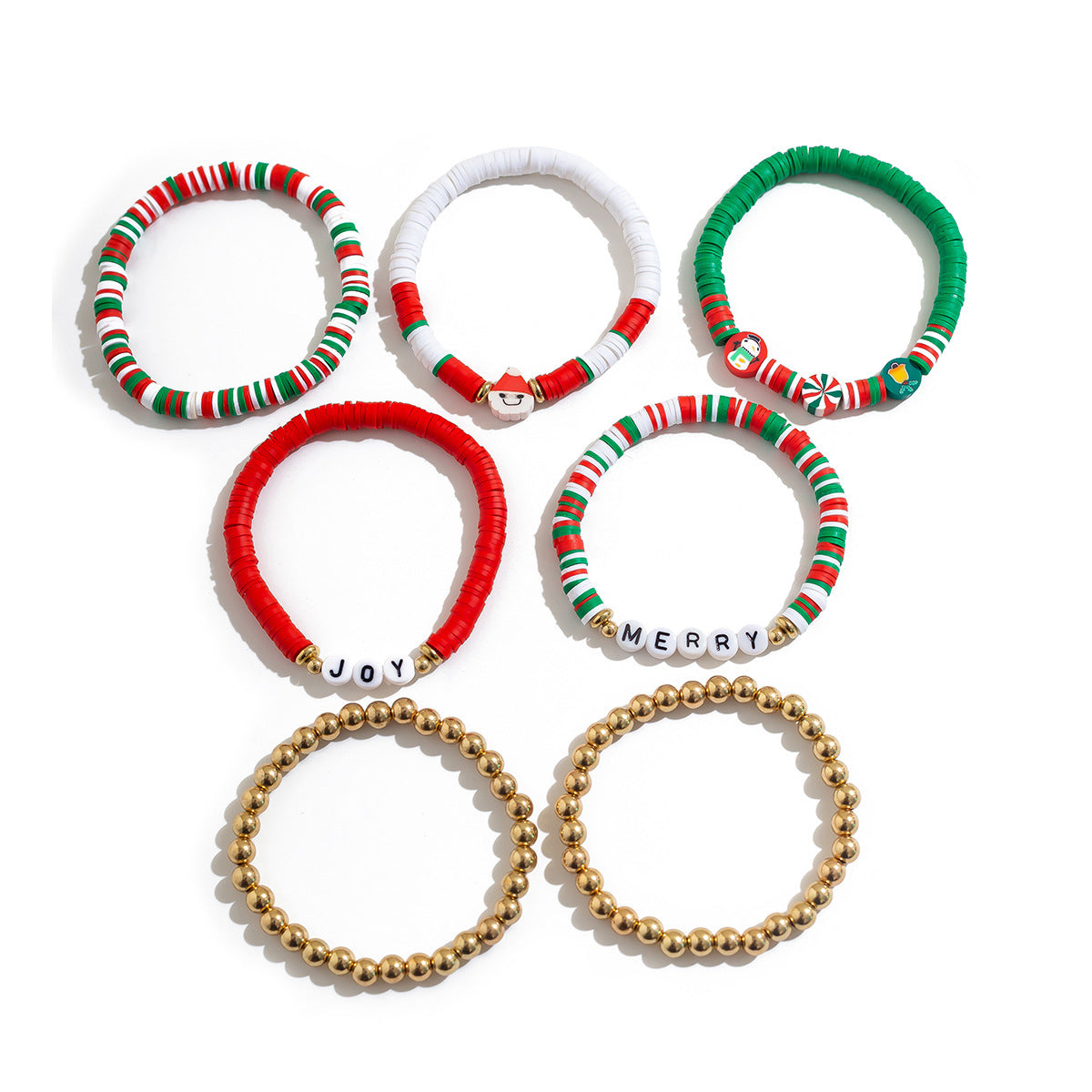 Christmas Men's & Women's Polymer Clay Bead Bracelet Set in Assorted Styles-Theone Apparel