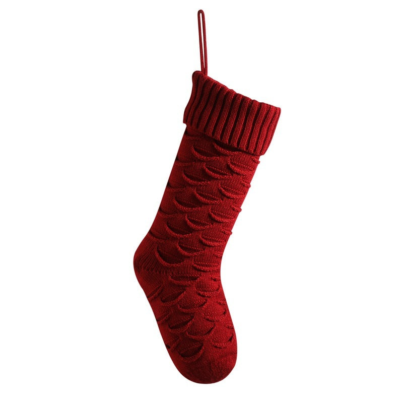 Christmas Stockings with Traditional Knit Style and Ribbed Cuff-Purple Red-Theone Apparel