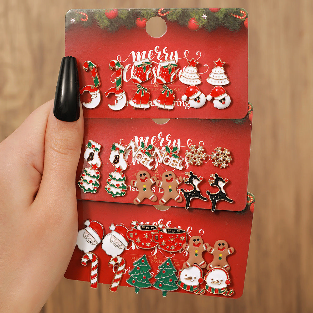 Christmas Themed Colorful Enamel Stud Back Earrings in Various Styles-Theone Apparel