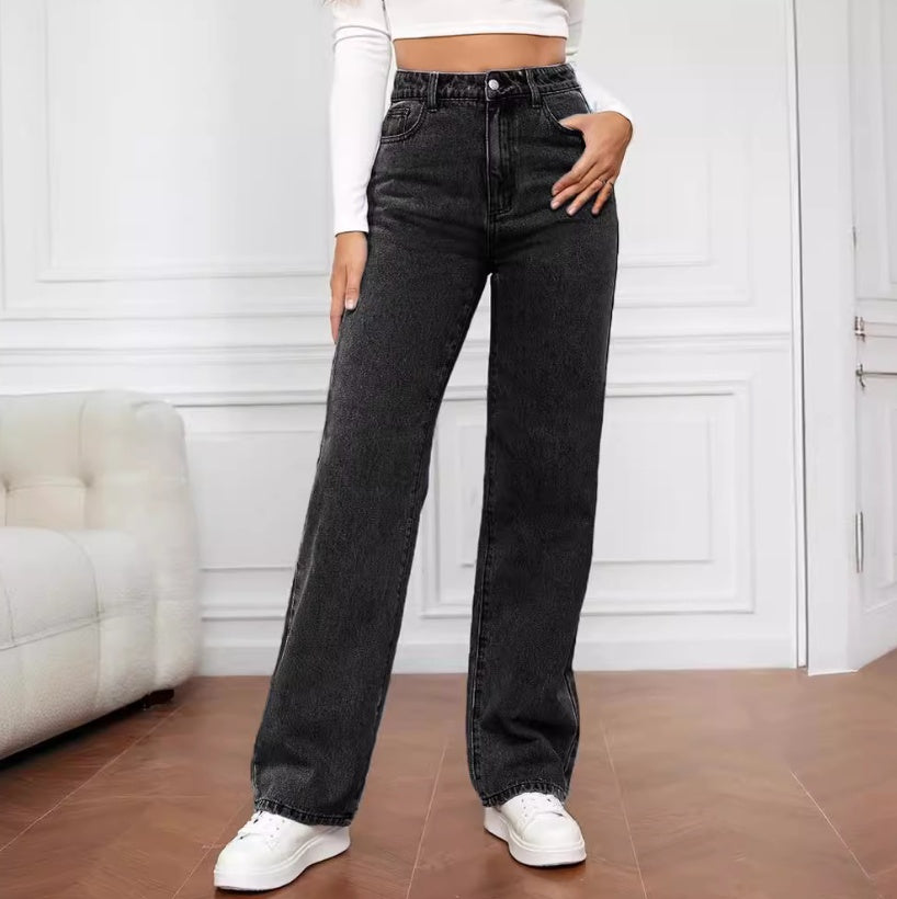 Classic High-Waisted Straight-Leg Jeans for Everyday Outfits