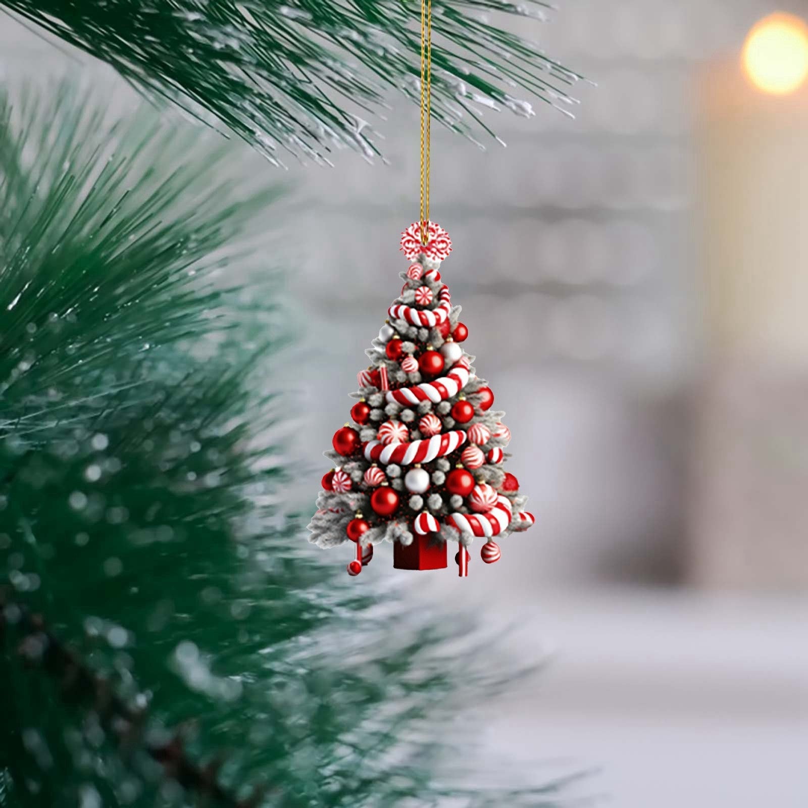 Colorful Christmas Tree Themed Ornament with Hanging Thread-Theone Apparel