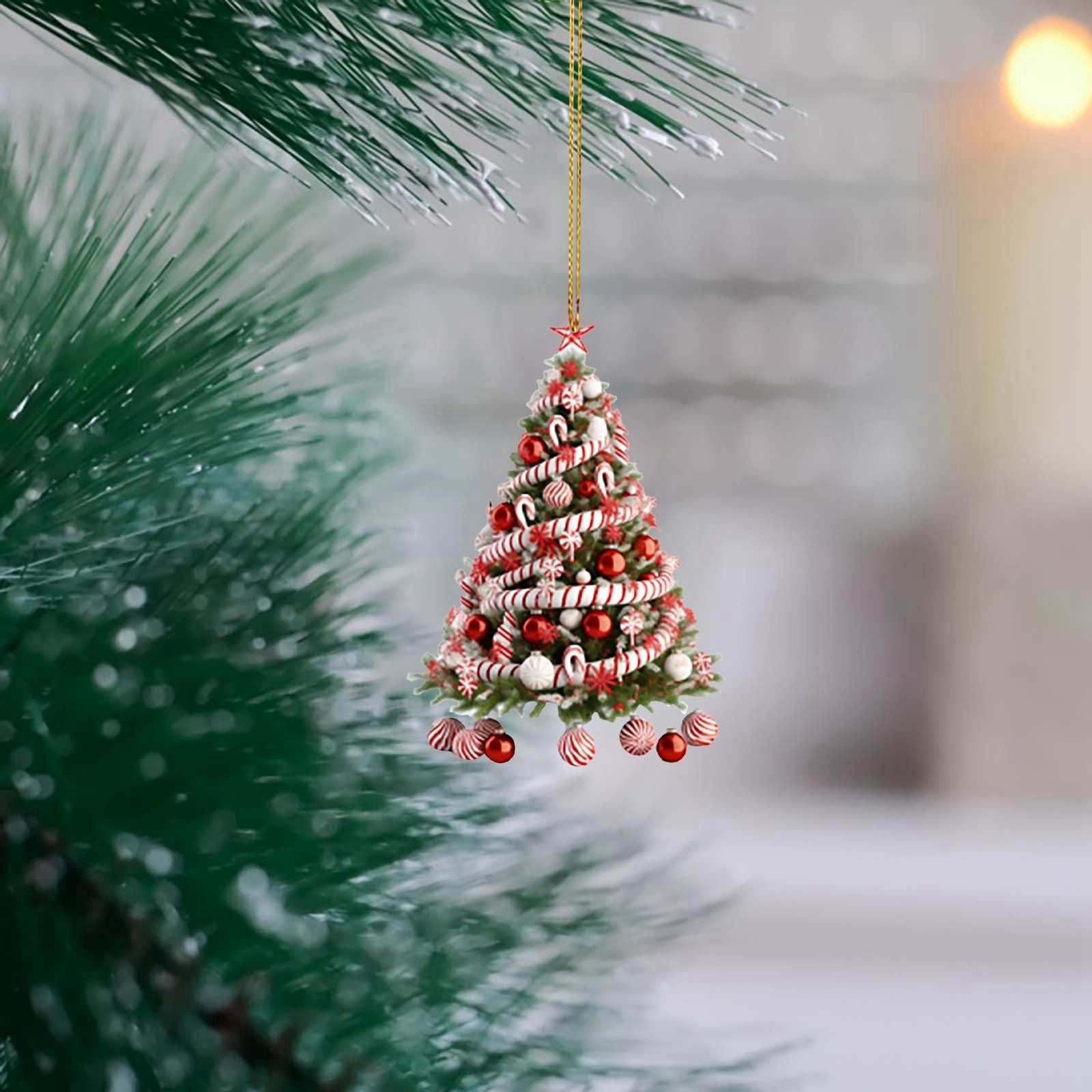 Colorful Christmas Tree Themed Ornament with Hanging Thread-Theone Apparel