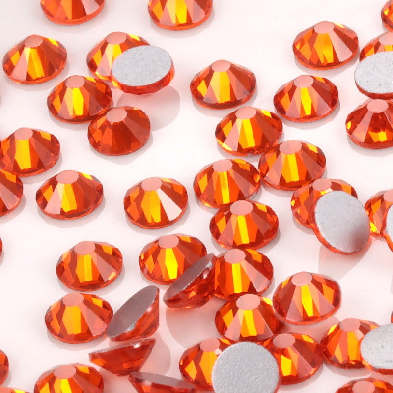 Colorful Rhinestone Jewel Nail Adornment in Multiple Colors-Orange Red-Theone Apparel