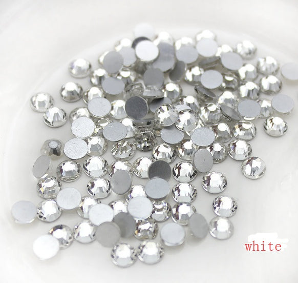 Colorful Rhinestone Jewel Nail Adornment in Multiple Colors-White-Theone Apparel