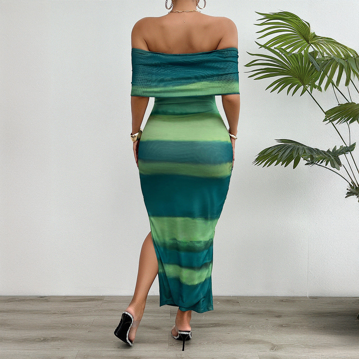 Contrast Off-Shoulder Tube Dress with Modern Elegance-Theone Apparel