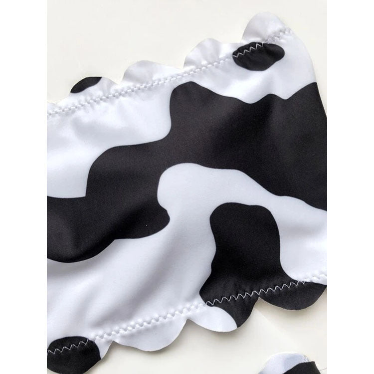 Cow Print Wrapped-Bust Bikini Set for Bold Summer Style