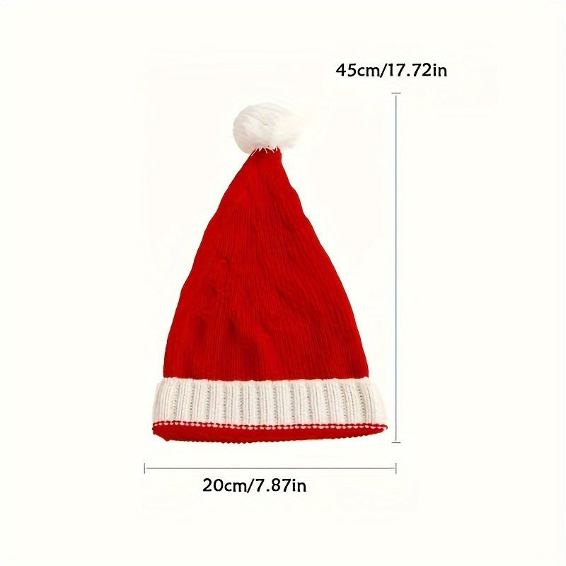 Crochet Style Lightweight Santa Claus Hat with Puffball-Theone Apparel